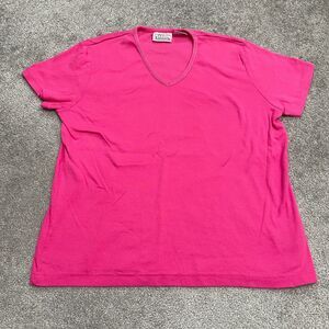 Basic Editions T-Shirt Womens Karge Pink V-Neck short Sleeve Cotton Casual Tee